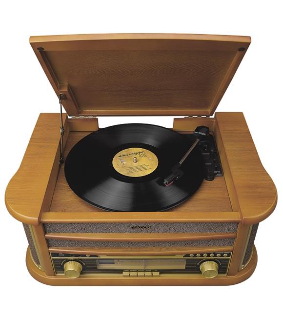Mikado Nostalgia MN-P325 DÖNENCE Pikap Ahşap 2X5W Stereo Spk MP3 Çalar USB-Radyo-CD-Kaset -BT Müzik