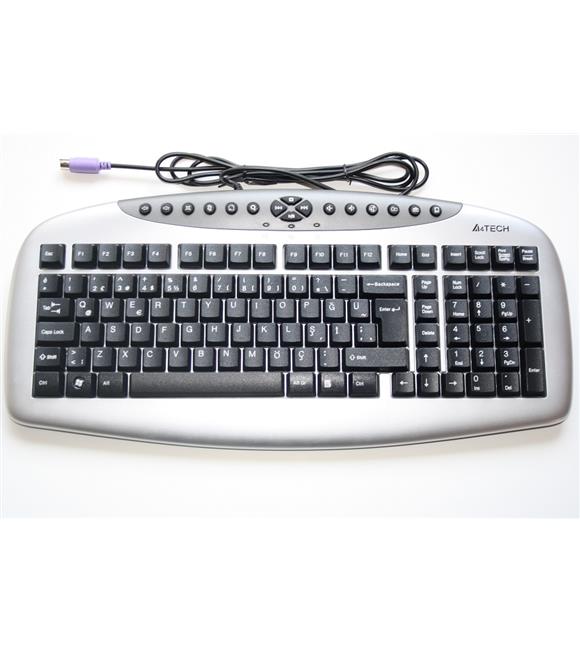 A4 Tech Kb-21 Gümüş Siyah Q Tr Ps-2 Kablolu Klavye Outlet