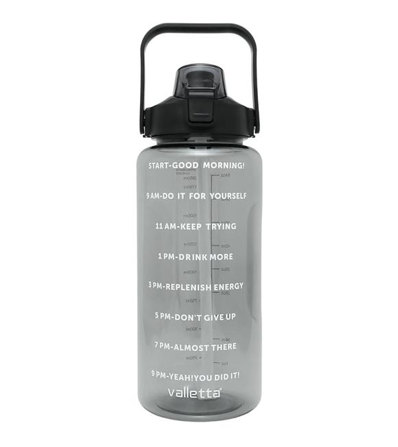 Valletta VLT1220 Eldorado Figo 3lü Set Motivasyonel Su Matarası Siyah Çantalı(2000ml-750ml-300ml)