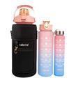 Valletta VLT1294 Eldorado 3lü Set Motivasyonel Su Matarası Pembe(2000ml-750ml-300ml)Çantalı