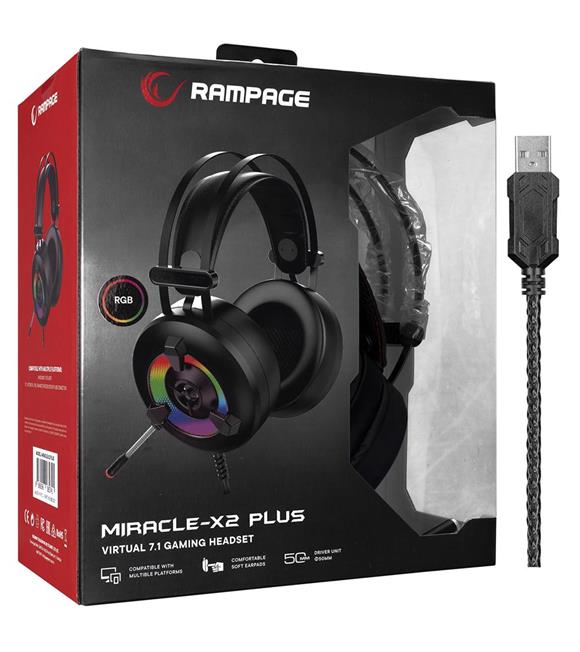 Rampage Miracle-X2 PLUS Siyah RGB Led 7.1 Surround Sound System Gaming Mikrofonlu Oyuncu Kulaklığı