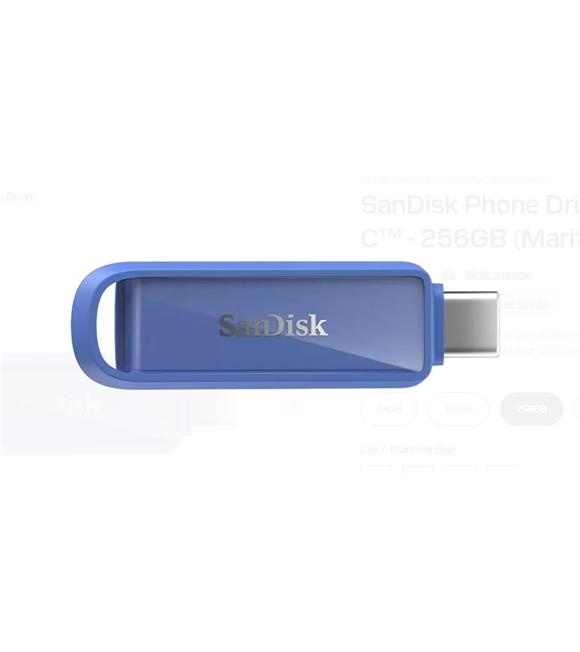 Sandisk SDIXS0N-256G-GN6ND 256GB Phone Drive with USB-C-128GB (Maritime Blue) Flash Bellek