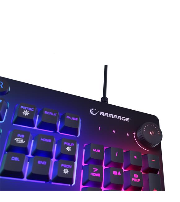 Rampage KB-GX65 SIMULA Siyah USB RGB Aydınlatmalı 4 Makro Tuşlu Bilek Destekli  Oyuncu Klavyesi