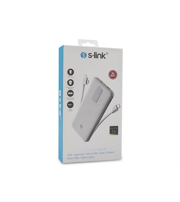 S-link IP-C70 10000mah Lightning + Micro + Type c Powerbank Beyaz Taşınabilir Pil Şarj Cihazı