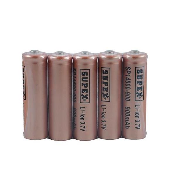 Supex 14500-900 3.7v 900mAh Uçlu Kafa Litym 5li Paket Pil