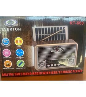 Everton Rt-660  Bluetooth Fm-Usb-Tf-Aux Şarjlı Nostaljik Radyo Solar (Güneş Panelli)