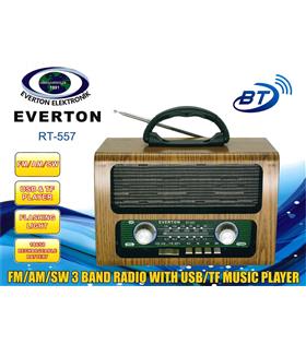 Everton Rt-557  Bluetooth Fm-Usb-Tf-Aux  Şarjlı Nostaljik Radyo