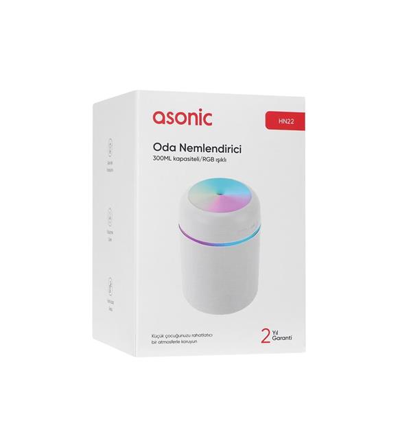 Asonic HN22 Matte Beyaz 2W 300ML kapasiteli 4 Saat Çalışabilir RGB Mini Oda Nemlendirici_1