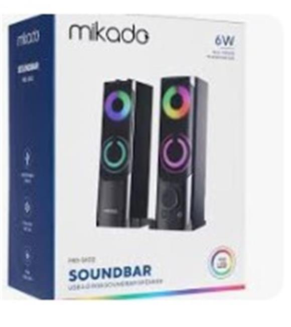 Mikado MD-S102 2.0 3Wx2CH RGB Ledli Siyah USB Soundbar Speaker Hoparlör