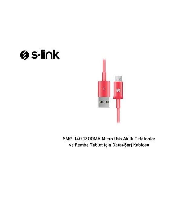 S-link SMG-140 1.3a Micro Usb pembe Data+Şarj Kablosu