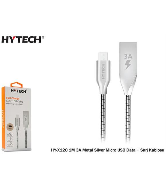 Hytech HY-X120 1M 3A Metal Silver Micro USB Data