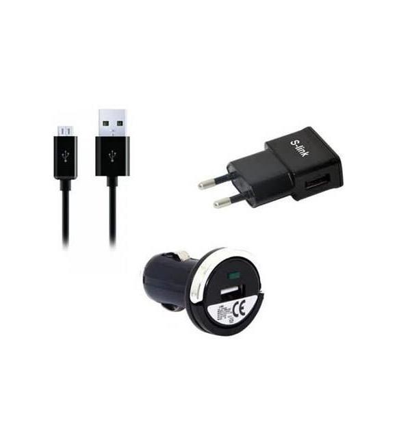 S-link SMG-442 1000ma Micro Usb Akıllı Telefonlar 3 in 1 Ev Araba Şarjı ve Kablosu