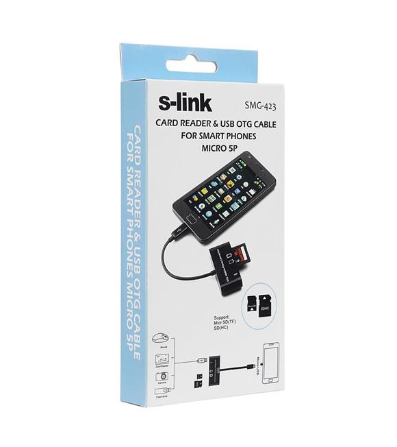 S-link SMG-423 Micro Usb to Cep Tel Kart Okuyucu + Hup Çevirici_1