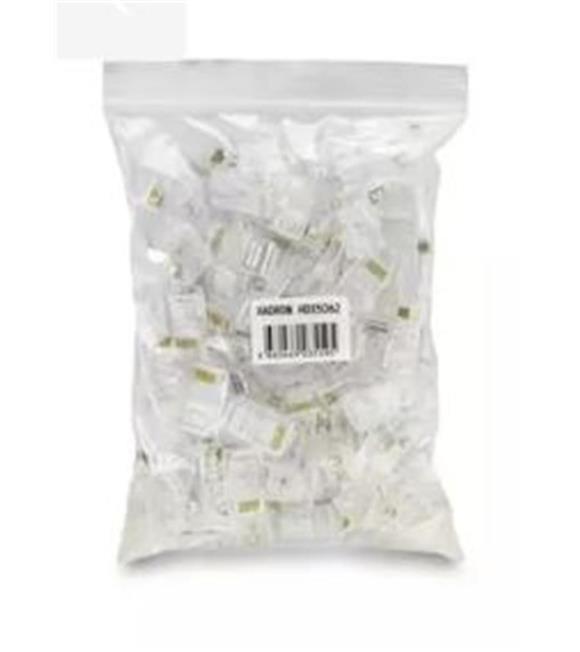 Hadron Hdx5062 Cat5 Konnektör Ez Rj45 Delikli 100Lü Paket Şeffaf