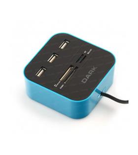 Dark UCR202 USB MicroSD-SD-MMC-M2-MS PRO DUO Kart Okuyuculu USB Çoklayıcı (Mavi)