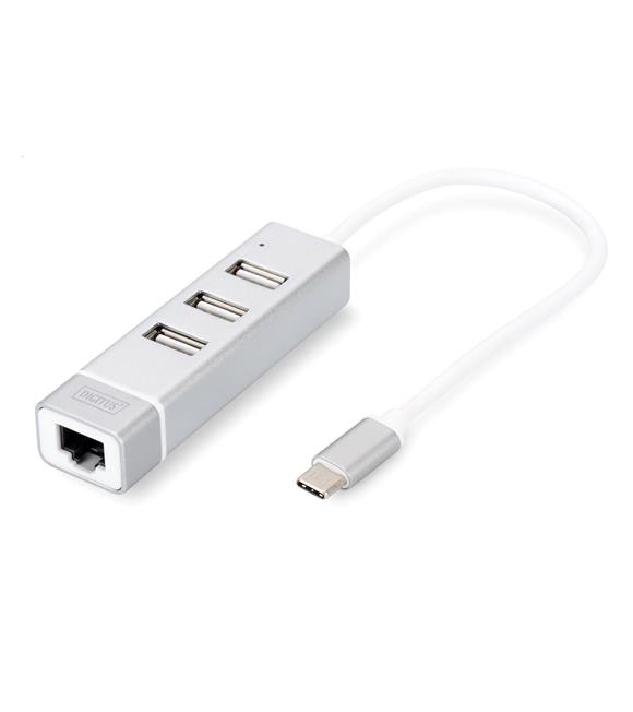 Digitus DA-70253 USB Type-C™ 3-Port Hub + Fast Ethernet LAN Adapter