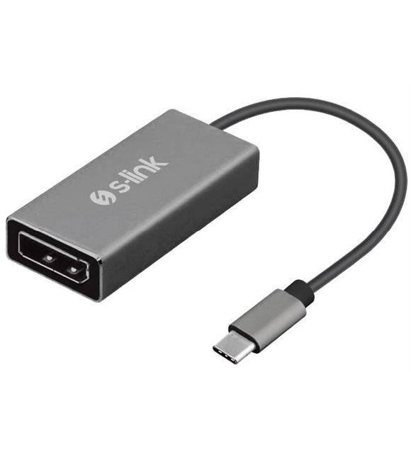 S-link Swapp SW-U510 Gri Metal Type-C to DisplayPort 4K Çevirici Adaptör