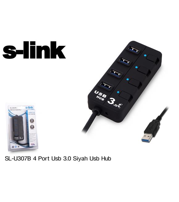 S-link SL-U307B Siyah 4 Port 3.0 Usb Çoklayıcı