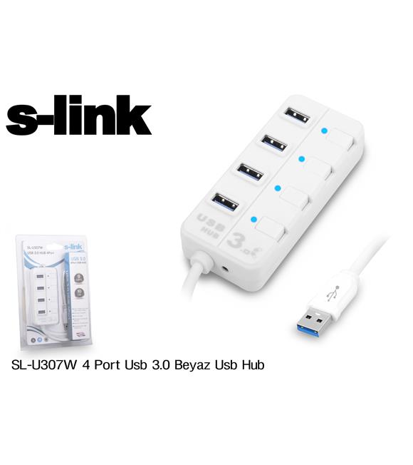 S-link SL-U307W Beyaz 4 Port 3.0 Usb Çoklayıcı