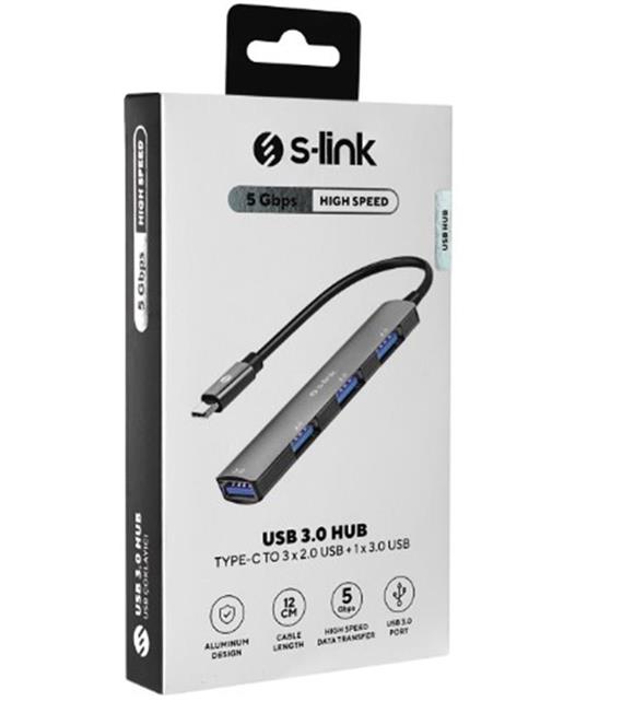 S-link SW-U324 3-USB2.0, 1-USB3.0 Type-C Metal USB Hub