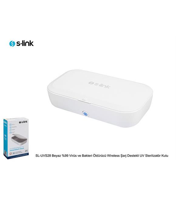 S-link SL-UVS28 Beyaz  yüzde 99 Virüs ve Bakteri Öldürücü Wireless Şarj Destekli UV Sterilizatör Kutu