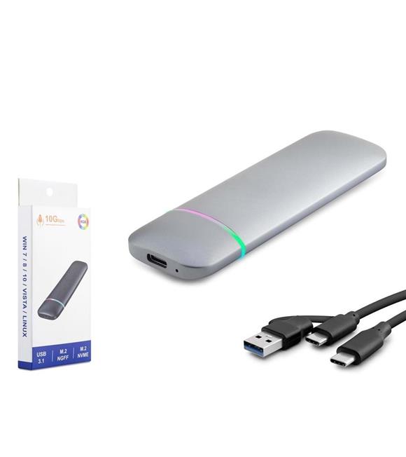 Hadron Hdx1772 Ssd Kutu Type-C3.1 + Usb3.0 Nvme + Ngff M2 Chip Rtl9210B Gri