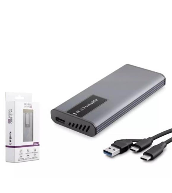 Hadron Hdx1780 Ssd Kutu Type-C3.1 + Usb3.0 Nvme + Ngff M2 Alüminyum + Plastik Chip Rtl9210B Rgb Gri