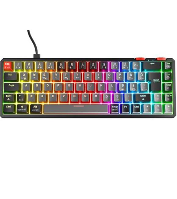 Rampage YORU MINI Gri-Siyah Type-C Bağlantılı OUTEMU Red Swich Q Mekanik Gaming Oyuncu Klavye RGB