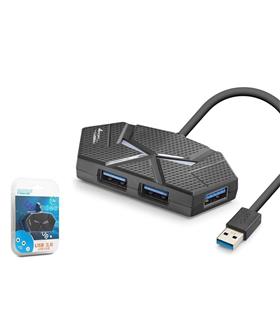 Hadron HDX7050 Gaming 3.0 USB Hub 5Gbps 4x USB-A 3.0 7 Renk LED 4 Port Çoklayıcı 120cm Siyah
