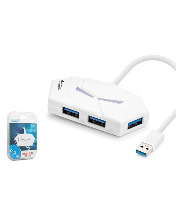 Hadron HDX7051 Gaming USB Hub 3.0 5Gbps 4x USB-A 3.0 7 Renk LED 4 Port Çoklayıcı 120cm Beyaz
