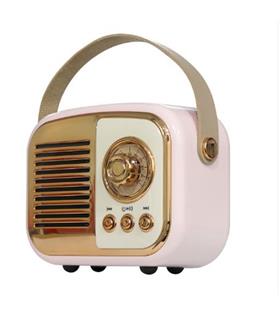 Mikado MD-24BT Echoes 3W 800mAh Pembe Usb+TF Kart+Bluetooth Destekli Klasik Retro Müzik Kutusu