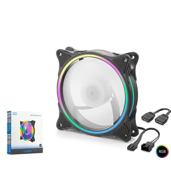 Nodar Nd2658 Kasa Fanı İç ve Halka Tip Argb 12Cm Siyah