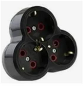 Mutlusan Topraklı Siyah 3lü Fiş,Priz (Yonca Tip) 001 170 033002 00 11