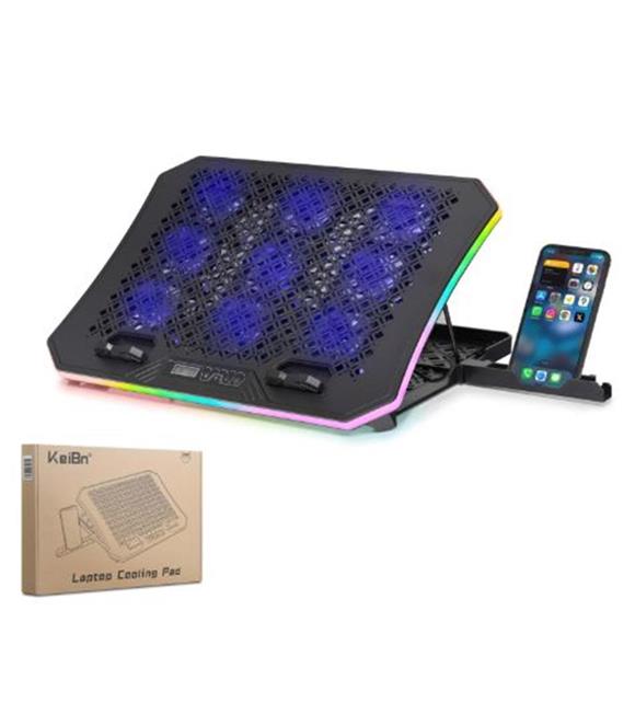 Hadron Dcxa19 Notebook Soğutucu 9-Fan + Telefon Standı 14-18 RGB Siyah