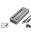 Hadron Hdx7047 Usb Hub 3.0 7-Usb 7-Anahtarlı 5Gbps High Speed 7in1 Gri