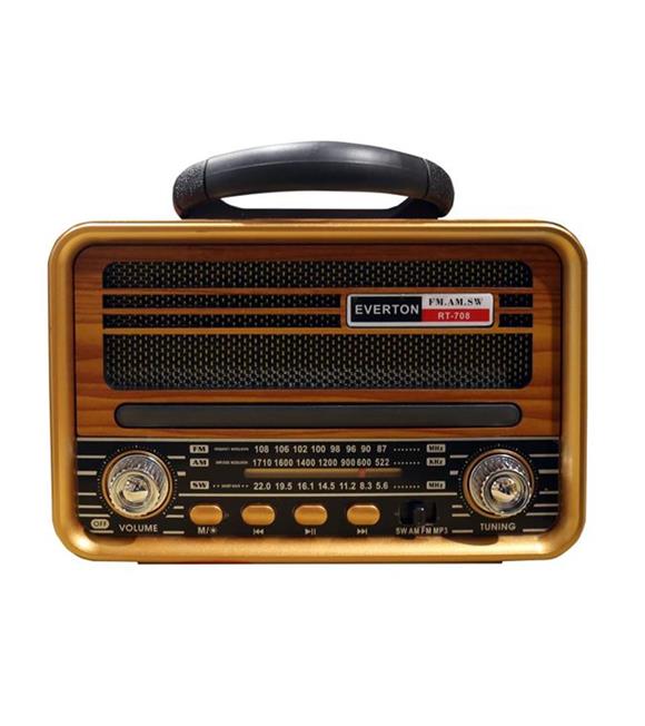 Everton Rt-708  Bluetooth Fm-Usb-Tf-Aux Solarlı  Şarjlı Nostaljik Radyo