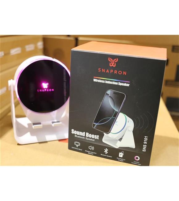 Snapron SNS-9101 Beyaz (İNDUCTİON Özellikli) RGB Bluetooth Speaker (Phone Stand-Ambient Light)