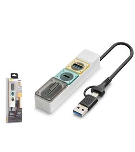 Hadron HDX7058 Hub 5Gbps 1x Type-C 3.2+1xUsb-A 3.2+SD+microSD 4 Port 2in1 Kablolu Kart Okuyu Beyaz