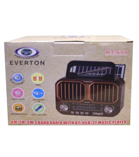 Everton RT-679  Bluetooth-USB-SD-FM Şarjlı Solarlı  Nostaljik Radyo