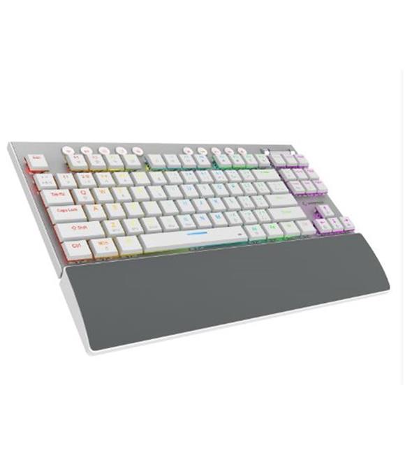 Rampage BERU Beyaz 2.4G + BT Wireless RED SWITCH Mekanik Gaming Oyuncu Klavye Slim  RGB