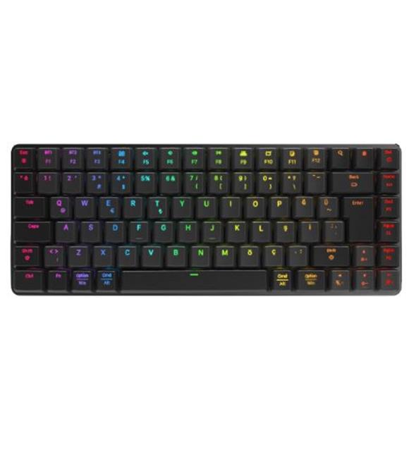 Rampage W-GRANITE Siyah-Gri Low Profile BLUE SWITCH Mekanik Gaming Oyuncu Klavye Q RGB 2,4 ghz+ BT