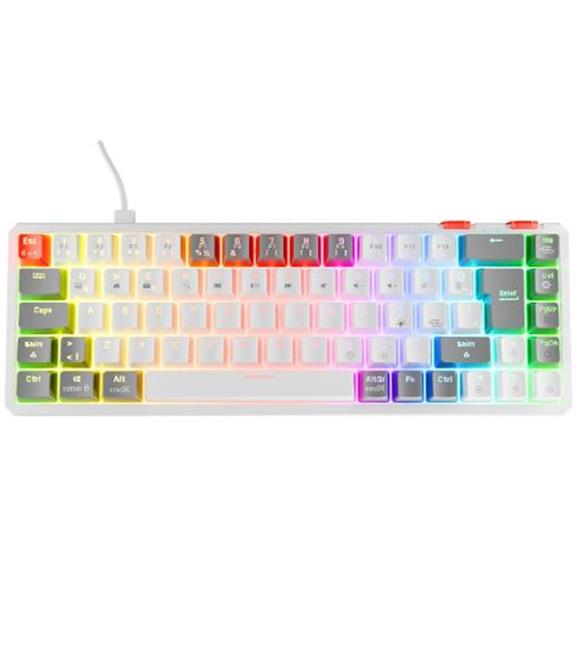 Rampage YORU MINI Beyaz-Gri Type-C Bağlantılı OUTEMU Red Swich Q Mekanik Gaming Oyuncu Klavye RGB