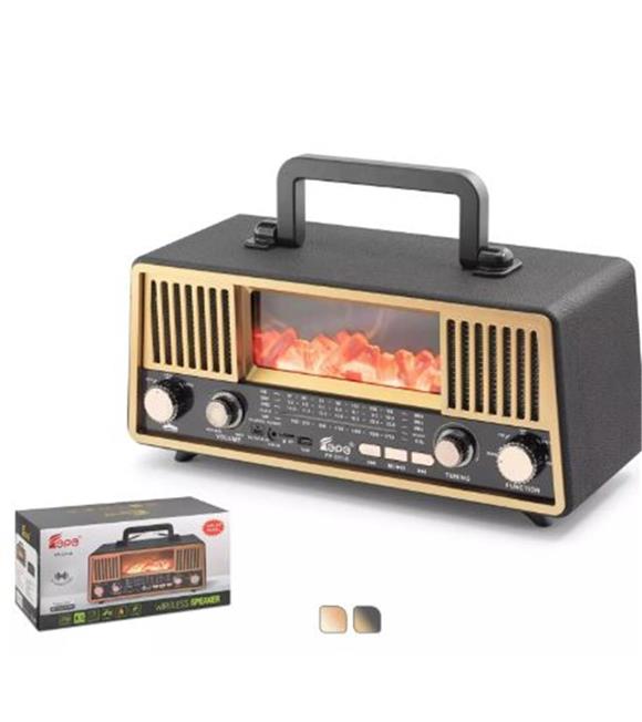 HADRON FP331S Bluetooth Nostaljik Hoparlör FM RGB Alev Efektli Solar Panelli - Siyah