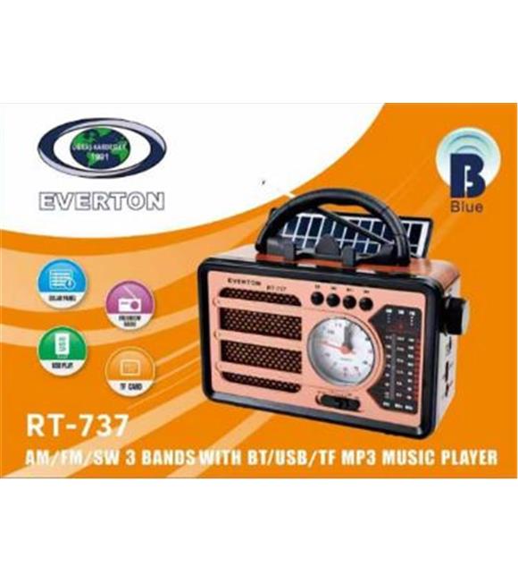Everton RT-737 Bluetooth Usb-Micro Sd Solarlı Saatli Nostaljik Radyo