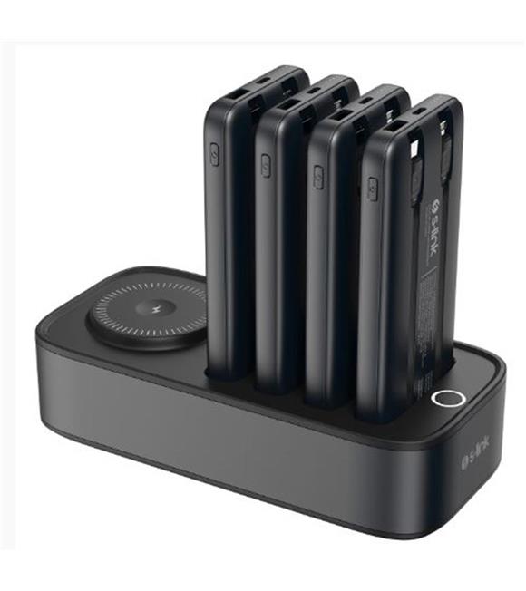 S-link IP-DS40 4 Adet 10000mAH Powerbank li  15W Kablosuz Şarj Siyah Taşınabilir Şarj İstasyonu