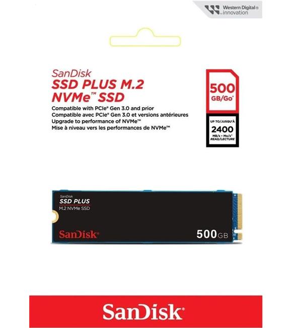 SanDisk 500GB SSD PLUS 2400MB-1500MB-s M.2 PCIe Gen 3.0 NVMe SSD SDSSDA3N-500G-G26