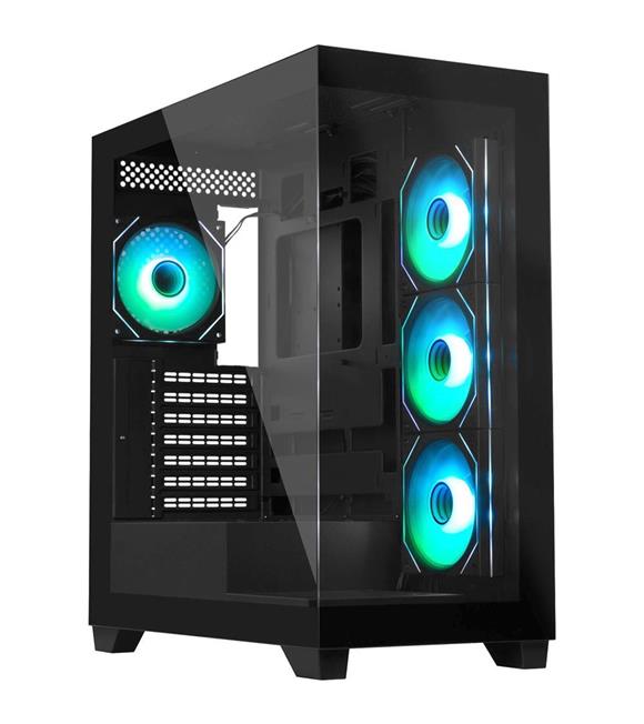 BitFenix CETO 500 4-120mm ARGB Fan 750W 80 Plus Siyah 1-Usb3.0 2-Usb2.0 Tempered Glass Oyuncu Kasası