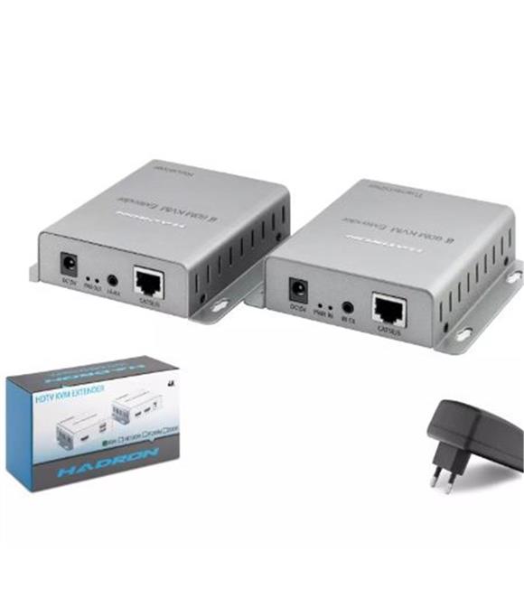 HADRON HDX1600 HDMI KVM Extender 4K 30 Hz 60 m - Gümüş