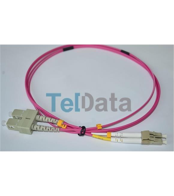TELDATA TLD-SCLCOM41 SC-UPC-LC-UPC MM DX OM4 1 METRE FIBER OPTIK PATCHCORD