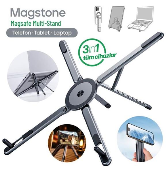 Feny FN-MS10 Magstone 360° Dönebi·len Ayarlanabi·li·r Kademeli· 3i·n1 Magsafe Laptop Stand